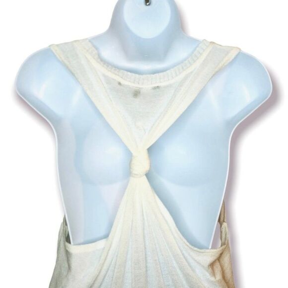 MADO et les autres Swim Cover Up Sweater Dress Asymmetrical Knot Back White 4 - Picture 5 of 11